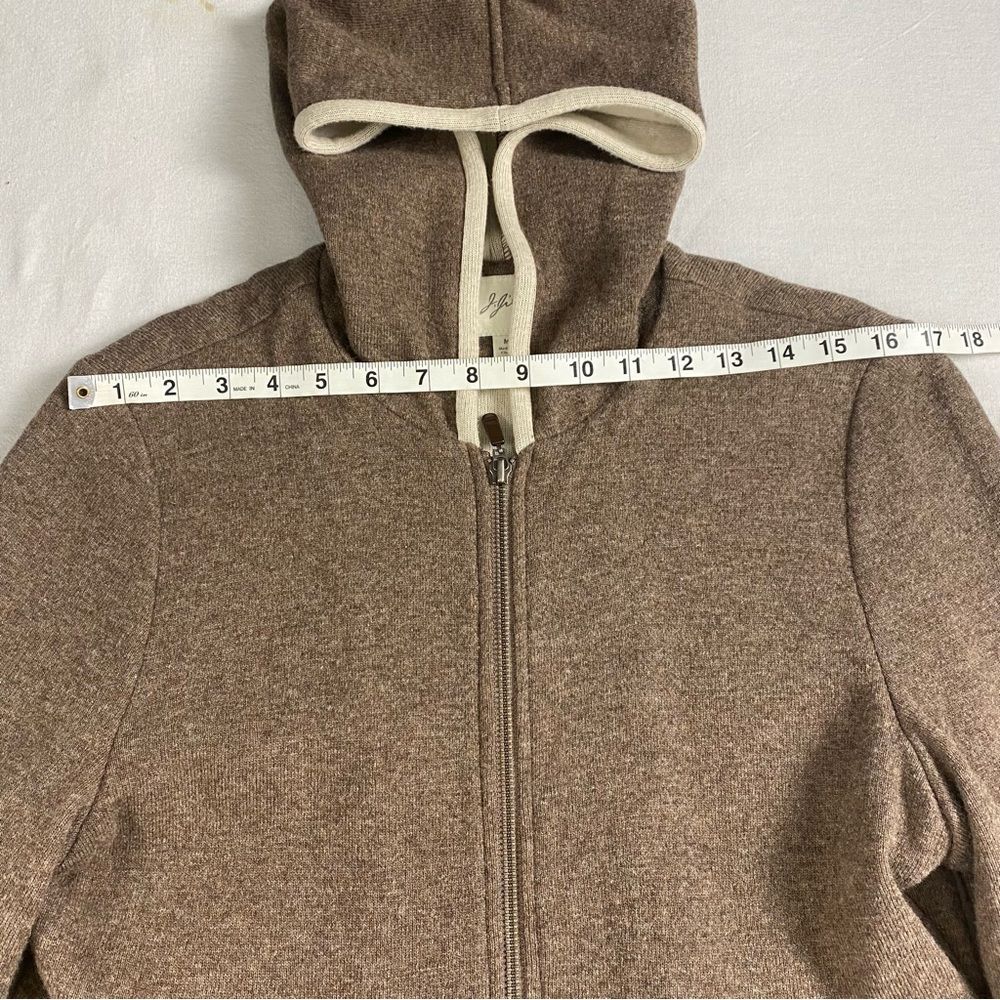 J. Jill‎ Brown Cotton Wool Hooded Zip Sweater Jacket Peplum Pockets M - Picture 7 of 13